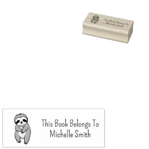 Sello De Caucho Este Libro Pertenece a ,lindo Sloth Personalizado