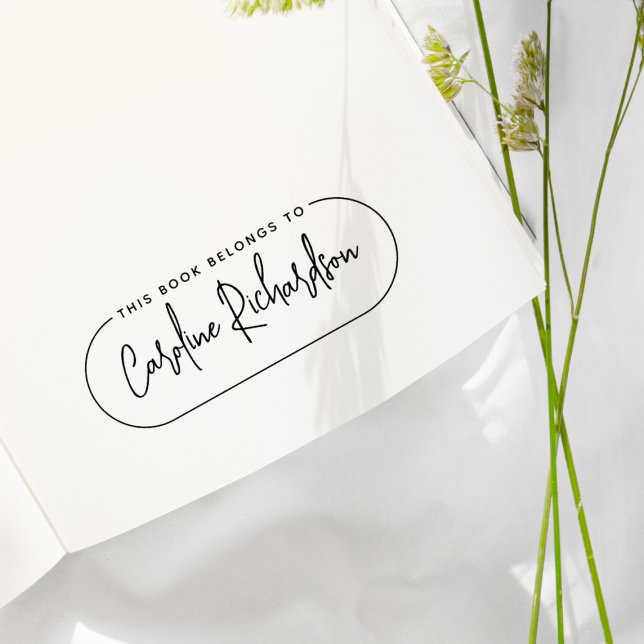 Sello De Caucho Este Libro Pertenece A Nombre De Propietario Moder (Stamp Mockup)