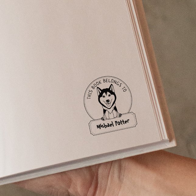 Sello De Caucho Este Libro Pertenece Al Libro Infantil Cute Husky (Subido por el creador)