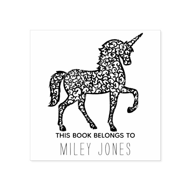 Sello De Caucho Este libro pertenece al nombre unicorn (Impresión)