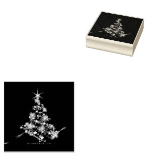 Sello De Caucho estilizado árbol de Navidad SlipperyJoe azul brill