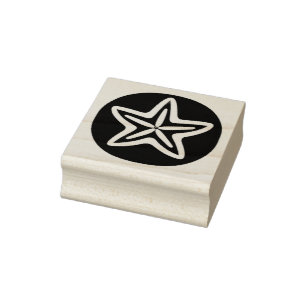 Sello De Caucho Estrella de mar en círculo negro
