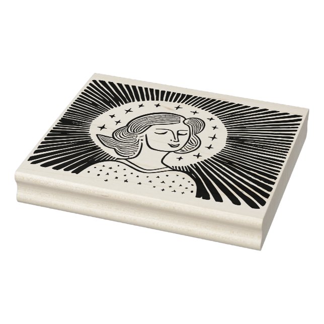 Sello De Caucho Estrellas de aura lino-cut de vacaciones (Sello)