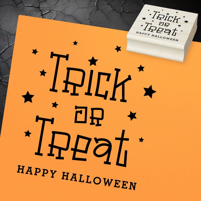 Sello De Caucho Estrellas de truco o víveres Feliz Halloween (Trick or treat stars Happy Halloween Rubber Stamp)