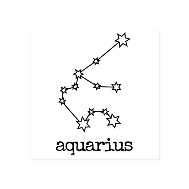 Sello De Caucho Estrellas Zodiac Celestial Horóscopo Aquarius (Impresión)