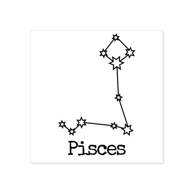Sello De Caucho Estrellas Zodiac Horoscopio Celestial Pisces (Impresión)