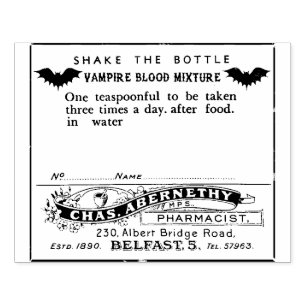 Sello De Caucho Etiqueta apotecaria de Halloween - Sangre de vampi