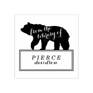 Sello De Caucho Etiqueta de exlibris para niños Oso Rústico