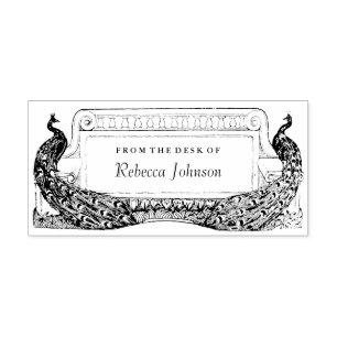 Sello De Caucho Etiqueta o papelería de pavos reales Art Nouveau