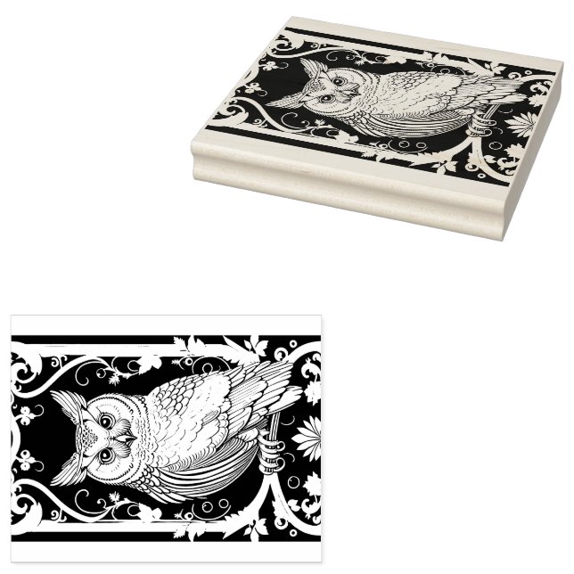 Sello De Caucho Eule mit Ornamenten (Sellado)