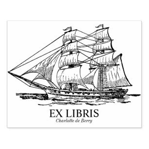 Sello De Caucho Ex Libris - Barco de vela (Brig)