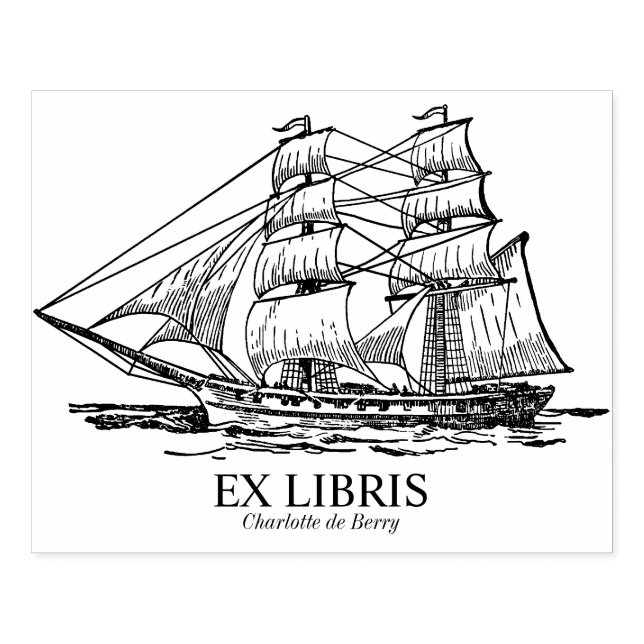 Sello De Caucho Ex Libris - Barco de vela (Brig) (Impresión)