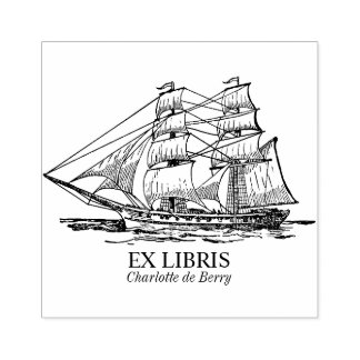 Sello De Caucho Ex Libris - Barco de vela (Brig)