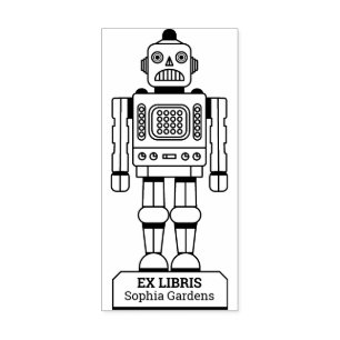 Sello De Caucho Ex Libris - Bibliotecario Robot