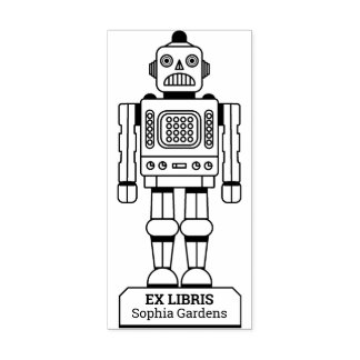Sello De Caucho Ex Libris - Bibliotecario Robot
