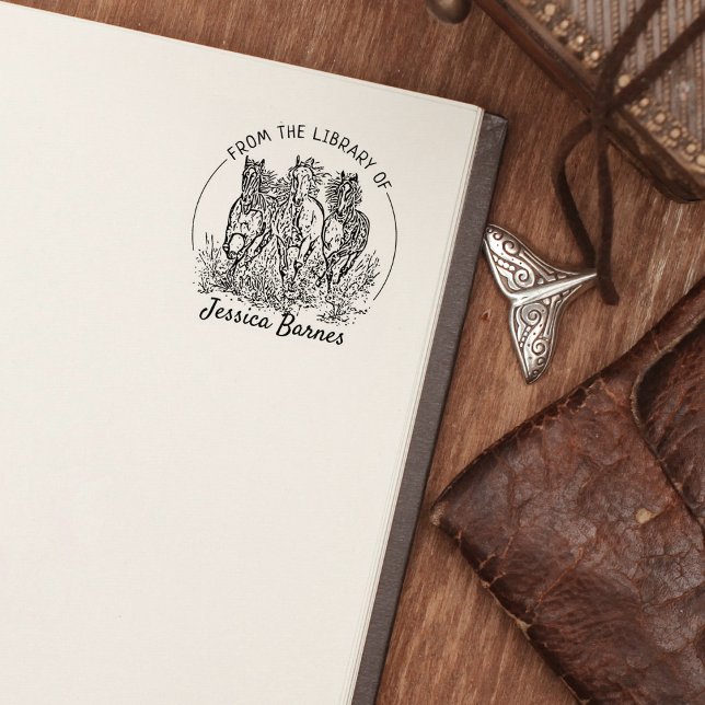 Sello De Caucho Ex libris Caballos Elegantes (Subido por el creador)