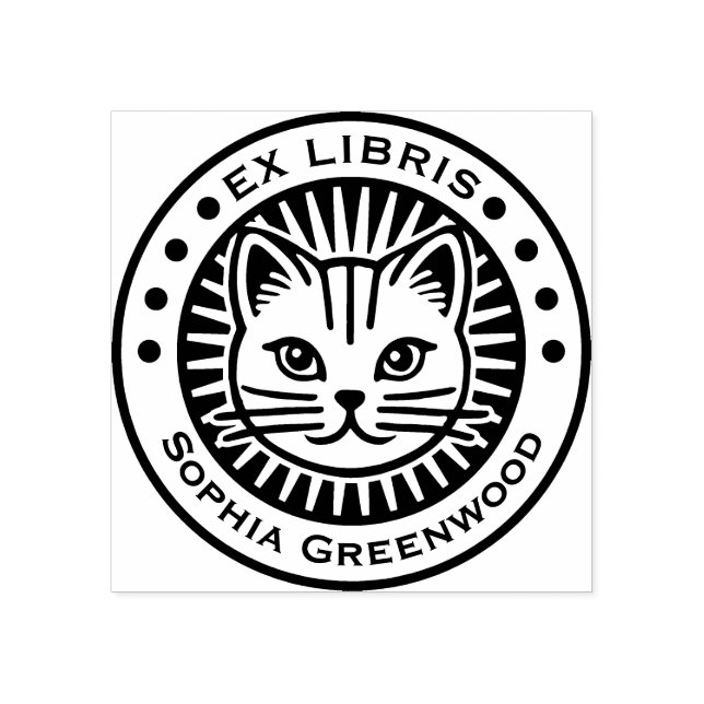 Sello De Caucho Ex Libris - Cat (Impresión)