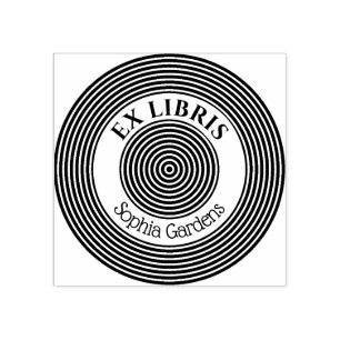 Sello De Caucho Ex Libris Círculos Concéntricos v1