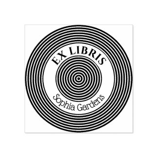Sello De Caucho Ex Libris Círculos Concéntricos v1