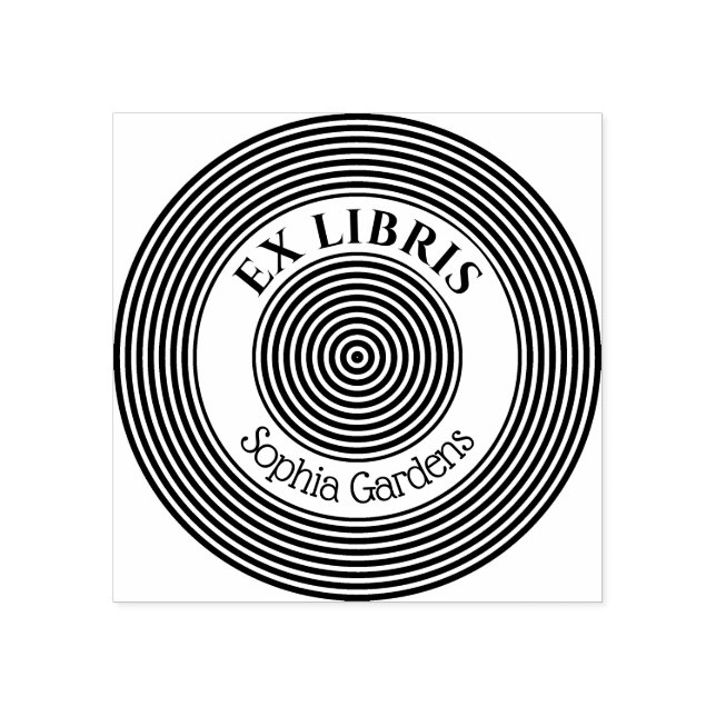 Sello De Caucho Ex Libris Círculos Concéntricos v1 (Impresión)
