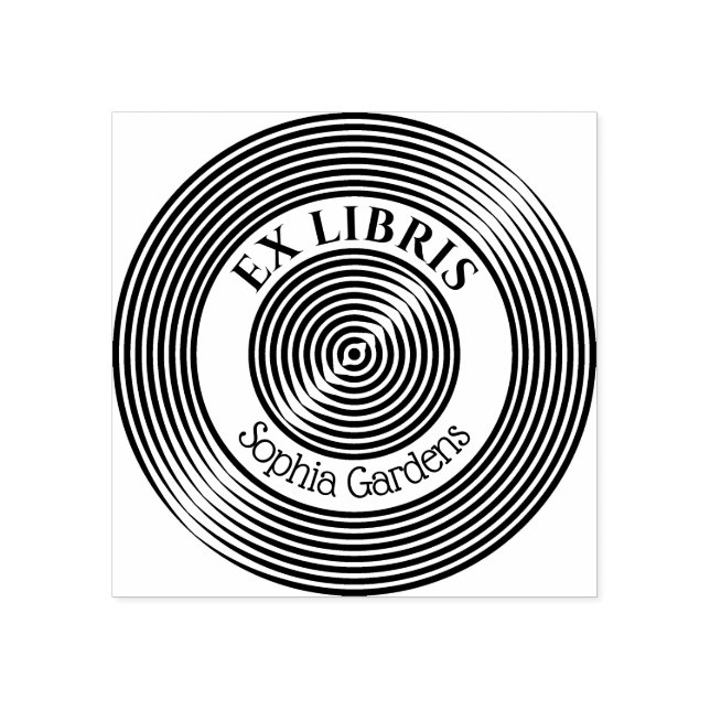 Sello De Caucho Ex Libris Círculos Concéntricos v3 (Impresión)
