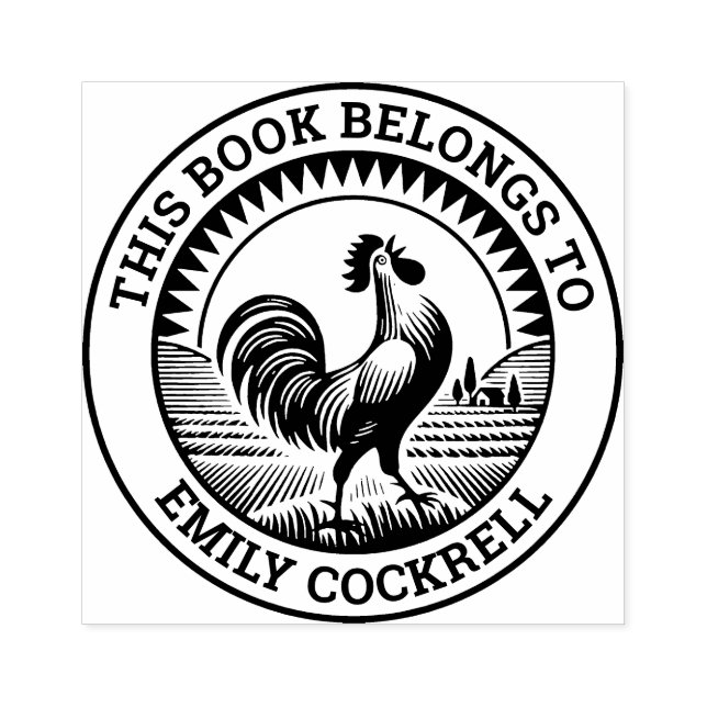 Sello De Caucho Ex Libris - Cockerel Crowing at the Dawn (Impresión)