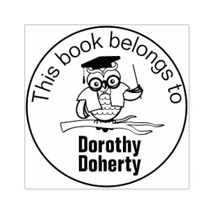 Sello De Caucho Ex Libris con Maacher Owl   Personalizable