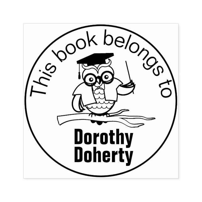 Sello De Caucho Ex Libris con Maacher Owl | Personalizable (Impresión)