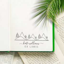 Sello De Caucho Ex libris de árboles y montañas