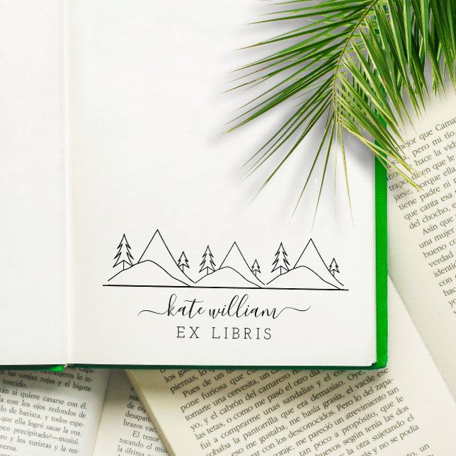 Sello De Caucho Ex libris de árboles y montañas (Subido por el creador)