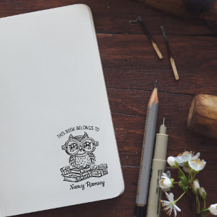 Sello De Caucho Ex libris de búho personalizado