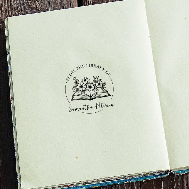 Sello De Caucho Ex libris de estilo moderno con flores silvestres (Subido por el creador)