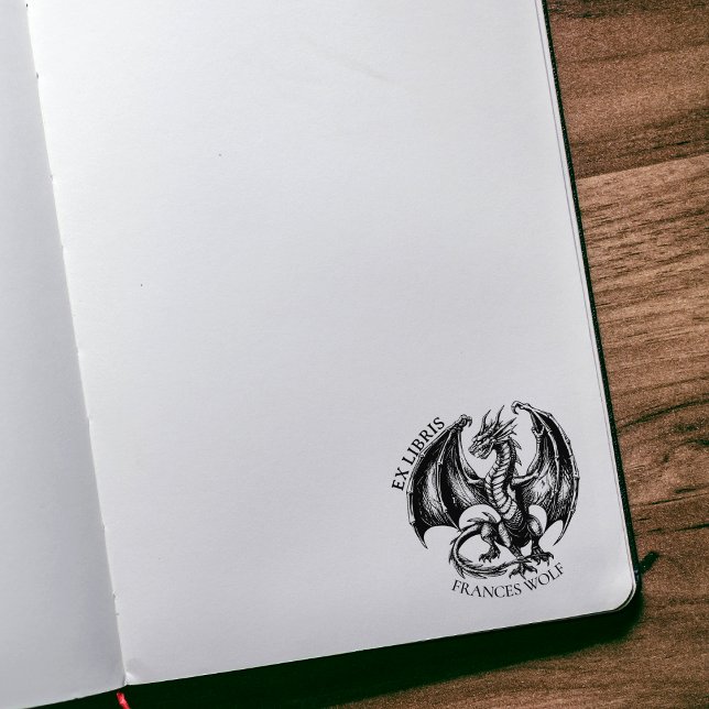 Sello De Caucho Ex Libris de Fantasía Antiguo Dragón Placa de Libr (Subido por el creador)