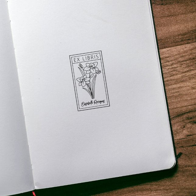 Sello De Caucho Ex Libris de flores personalizadas elegantes (Subido por el creador)