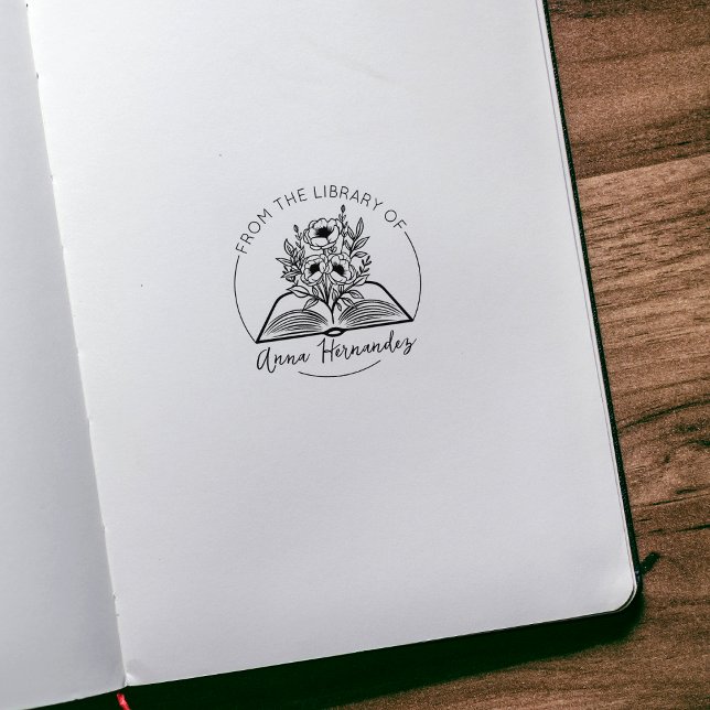 Sello De Caucho Ex libris de guión moderno, libro botánico (Subido por el creador)