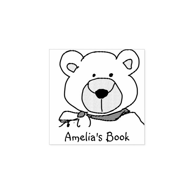 Sello De Caucho Ex libris de oso de peluche con estilo (Impresión)