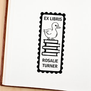 Sello De Caucho Ex Libris de Pato Adorable Etiqueta de Libro