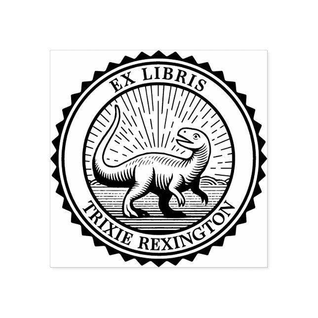 Sello De Caucho Ex Libris - Dinosaurio (Impresión)