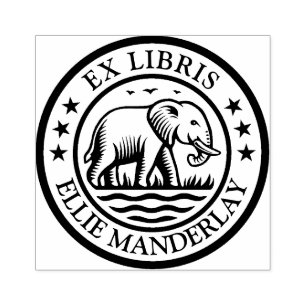 Sello De Caucho Ex Libris - Elefante Caminando