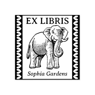 Sello De Caucho Ex-Libris - Elefante Indio - Borde