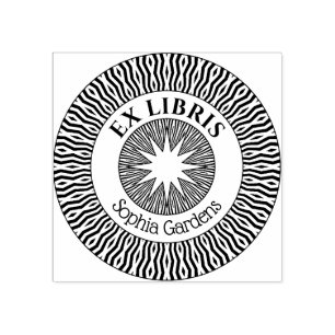 Sello De Caucho Ex Libris Estrella Mística Explosión v2