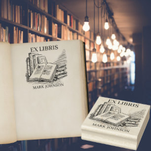 Sello De Caucho EX libris exlibris Biblioteca de libros etiqueta d