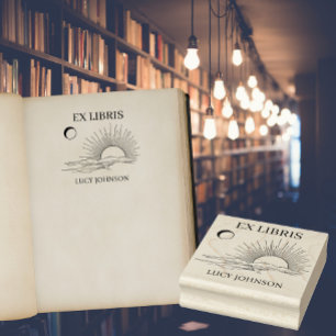 Sello De Caucho EX libris exlibris Biblioteca libro ex libris sol 