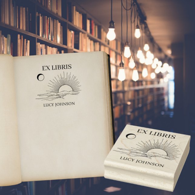 Sello De Caucho EX libris exlibris Biblioteca libro ex libris sol  (Subido por el creador)