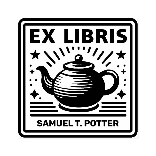 Sello De Caucho Ex Libris - Fiesta del té (Impresión)