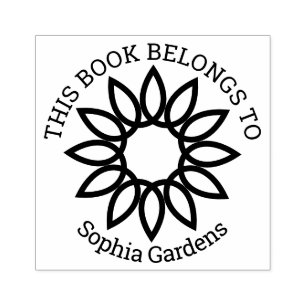 Sello De Caucho Ex Libris - Flor geométrica 01