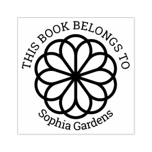 Sello De Caucho Ex Libris - Flor geométrica 06