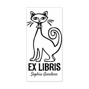 Sello De Caucho Ex Libris - Gato retro