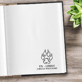 Sello De Caucho Ex Libris Huella de Lobo con Nombre Personalizado