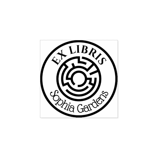 Sello De Caucho Ex Libris Laberinto Redondo 02 (Impresión)